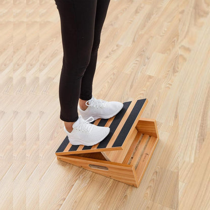 Professional Wooden Slant Board, Adjustable Incline Board and Calf Stretcher, Partial-Coverage Design with Side Handle, 5 Angles, 500 Lbs Capacity