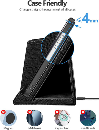 Pen Holder with Wireless Charger, Compatible with Iphone 17/16/15/14/13/12/11/8 Series, Pencil Holder Phone Stand for Desk Home Office, Men Gift Husband Wife Anniversary Dad Birthday Idea Gadget